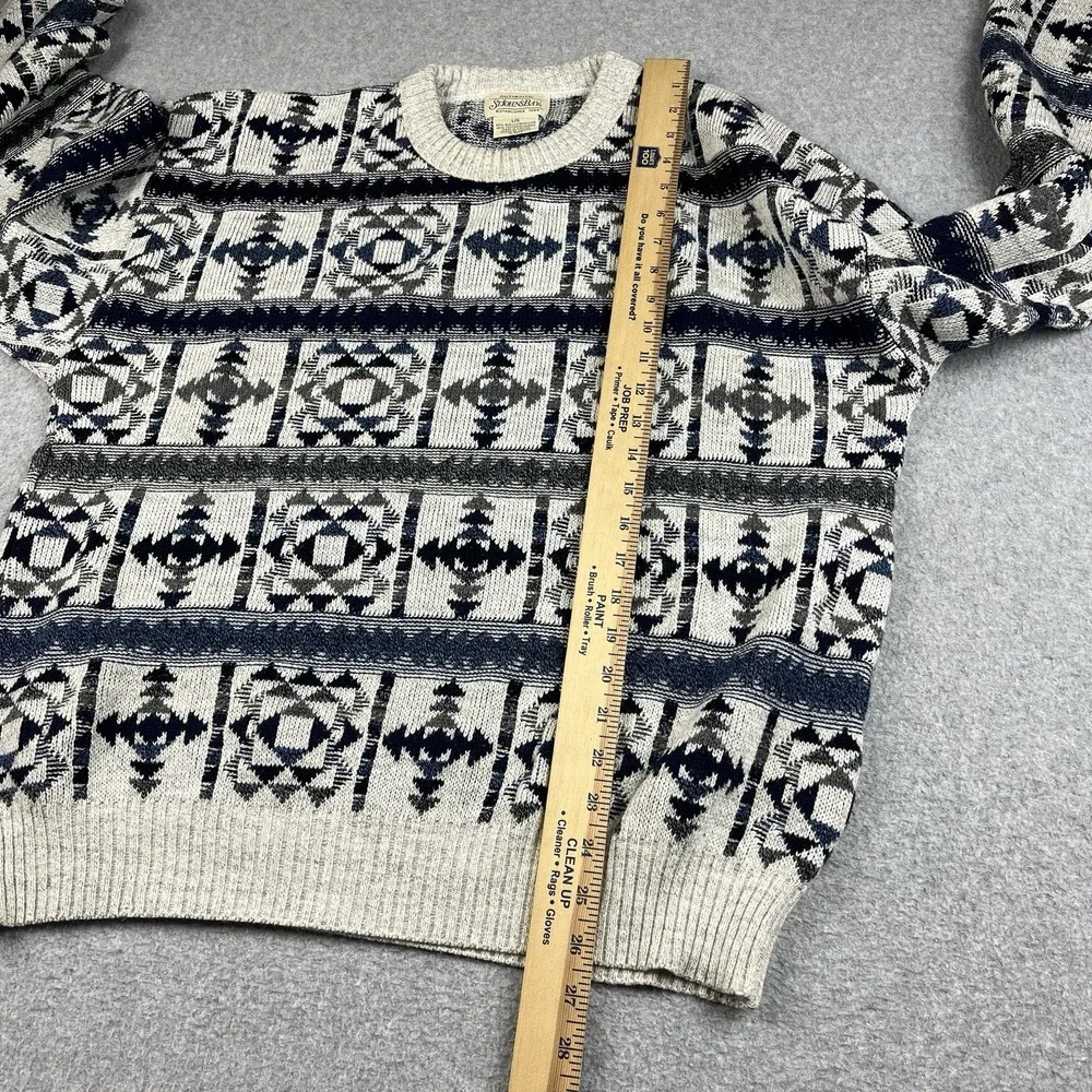 Vintage St. Johns Bay Sweater Mens Large Aztec Geometric Knit Crewneck 90s
